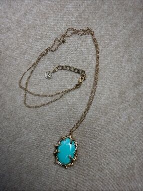Lilly Pulitzer 30in. Gold-Tone Necklace with Turquoise Blue Stone Pendant